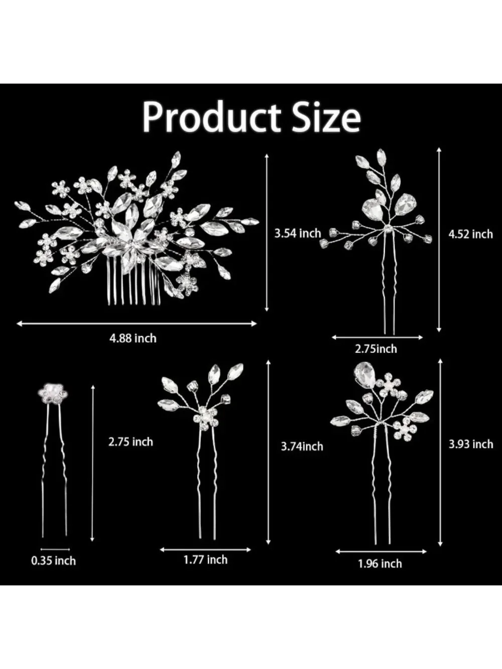 Gorgeous Rhinestone Hair Pins Set for Brides, Bridesmaids & Flower Girls - 10